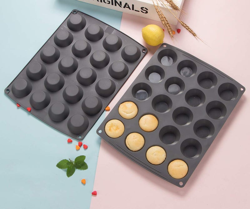 Webake Mini Muffin Cupcake Tin Pan Silicone Non-stick Baking Mold for Pie, Quiche, Tart, Muffin Top, Keto Fat Bomb - Pack of 2 - Image 2